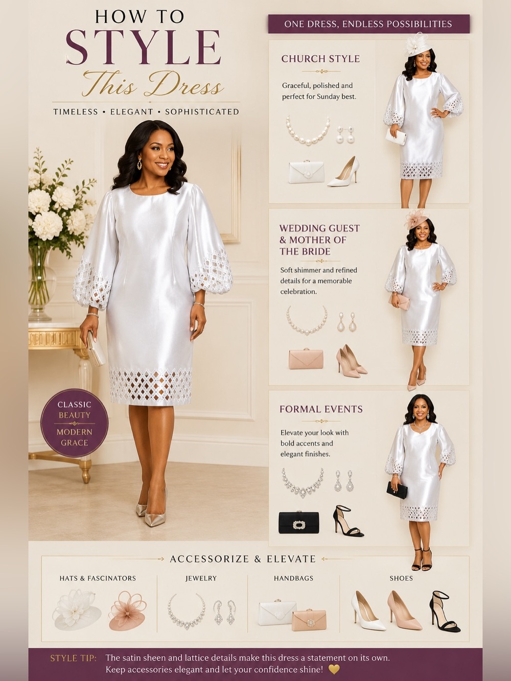Helena Cutout Sheath Elegant White Lace Sleeve Dress